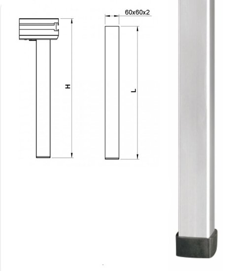 (Bild für) Alustage Bühnenfuß, quadratisch, 60 x 60 x 2 mm - zum Schließen ins Bild klicken